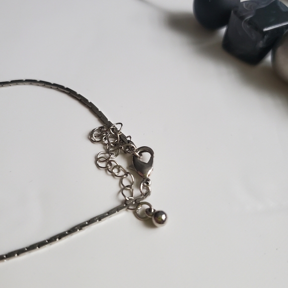 Beaded Statement Necklaces Blue Faceted Strung Beads & Black Onyx Gray Slider - Picture 6 of 9